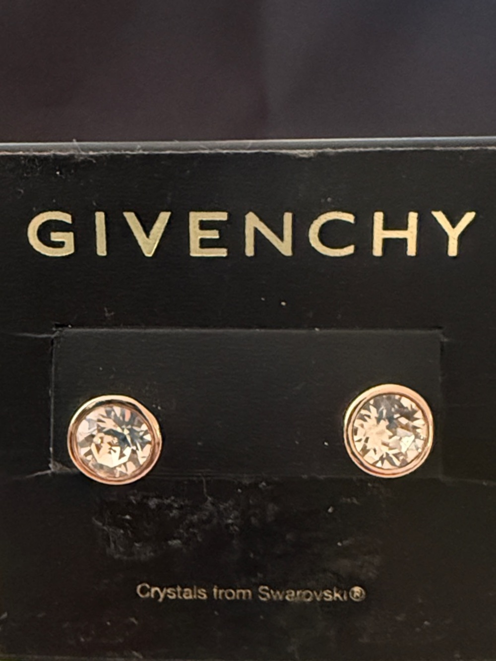 Givenchy Rose Gold-Tone Clear Crystal Stud Earrings